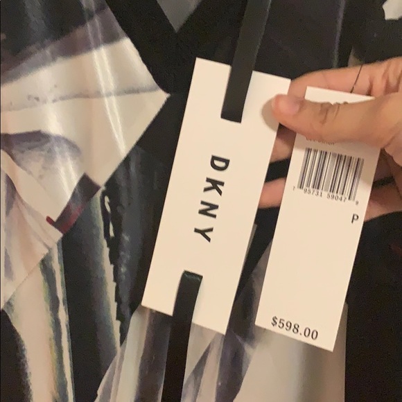 DKNY DOUBLE TRIM V WOOL SLIP DRESS - Picture 8 of 8